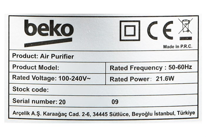 Máy lọc không khí Beko ATP 6100 I 21.6W Màu Trắng