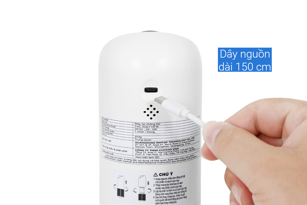 Máy lọc không khí Cuckoo CAC-AG0110FW/WHCKV 5W Màu Trắng