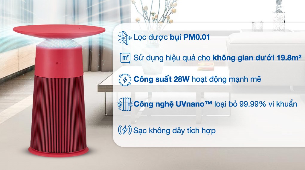 Máy lọc không khí LG PuriCare Aero Furniture AS20GPRU0 màu đỏ 28W