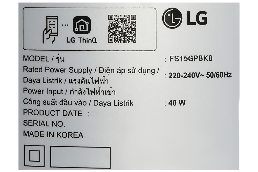 Máy lọc không khí kết hợp quạt LG PuriCare AeroTower Hit FS15GPBK0.ABAE 40W - 18