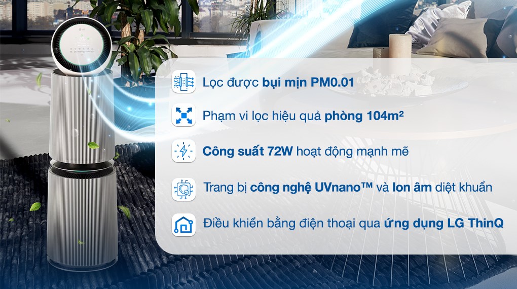 Máy lọc không khí LG PuriCare 360 Alpha Double AS10GDBY0.ABAE 72W