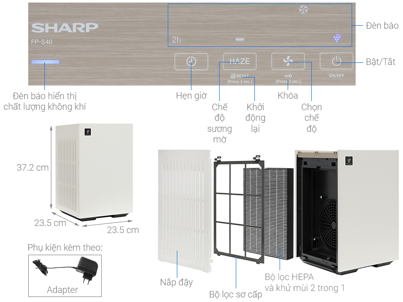 Máy lọc không khí Sharp FP-S40V-W 23W