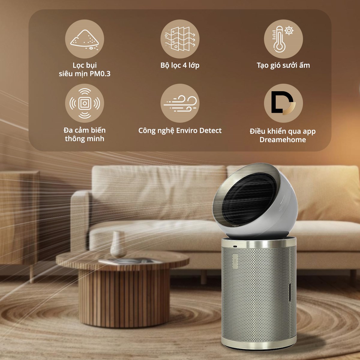 Máy lọc không khí kết hợp sưởi Dreame PM20 40W