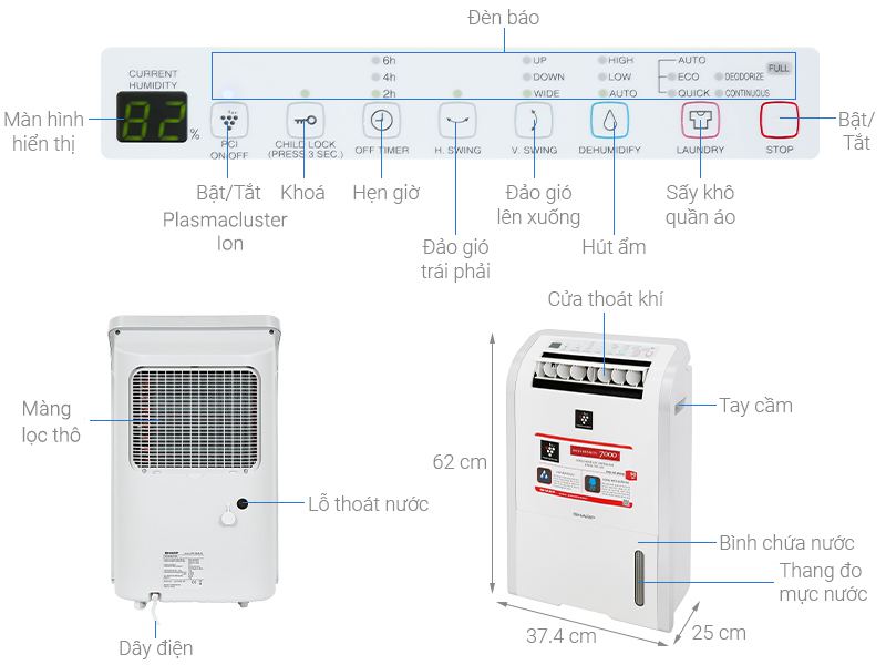 Máy hút ẩm Sharp DW-D20A-W