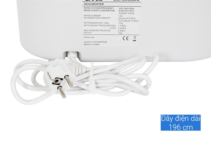 Máy hút ẩm Sharp DW-D20A-W Màu Trắng