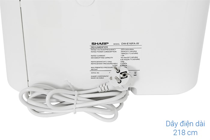 Máy hút ẩm Sharp DW-E16FA-W Màu Trắng