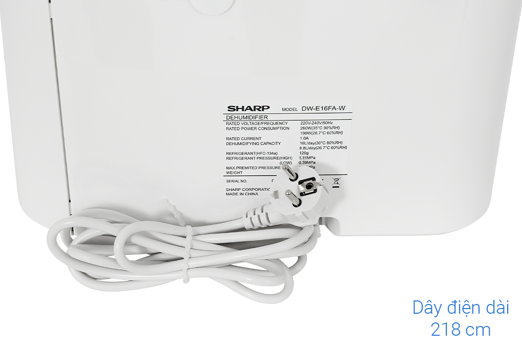 Máy hút ẩm kết hợp lọc không khí Sharp DW-E16FA-W Màu Trắng