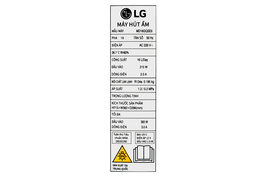 Máy hút ẩm LG Dual Inverter MD16GQSE0.ABAE Màu Trắng