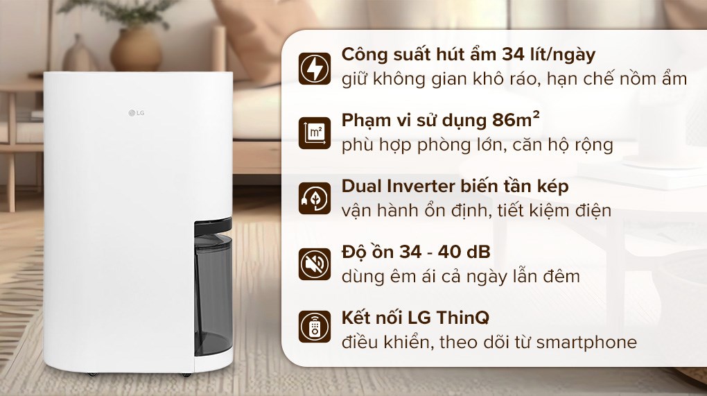 Máy hút ẩm LG Dual Inverter DD20GMWE1.ABAE