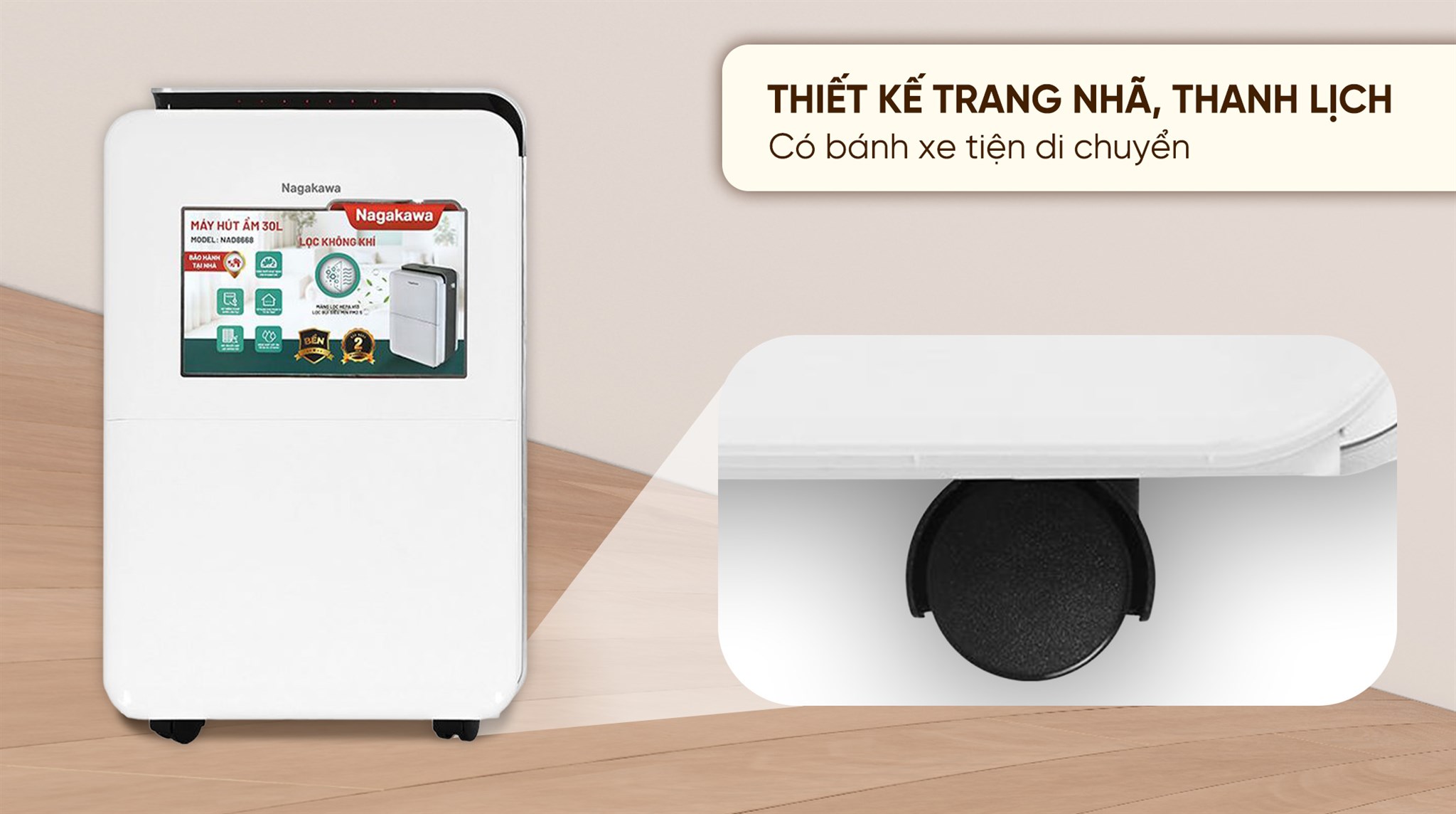 Máy hút ẩm kết hợp lọc không khí Nagakawa NAD8668