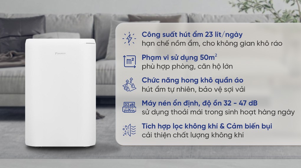 Máy hút ẩm kết hợp lọc không khí Daikin JPF12AV2