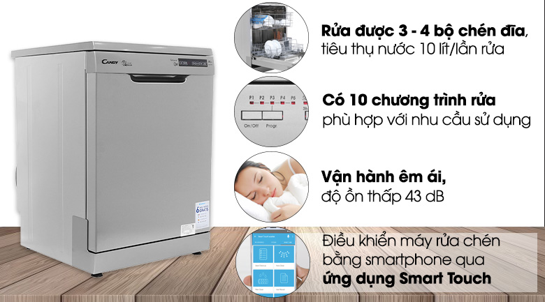 Máy rửa chén Candy CDP 2DS62X/T 2150W