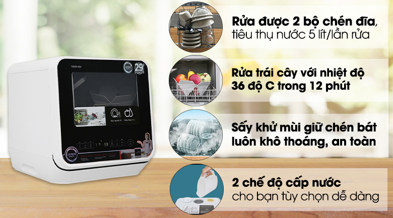 Máy rửa chén mini Toshiba DWS-22AVN K 730W