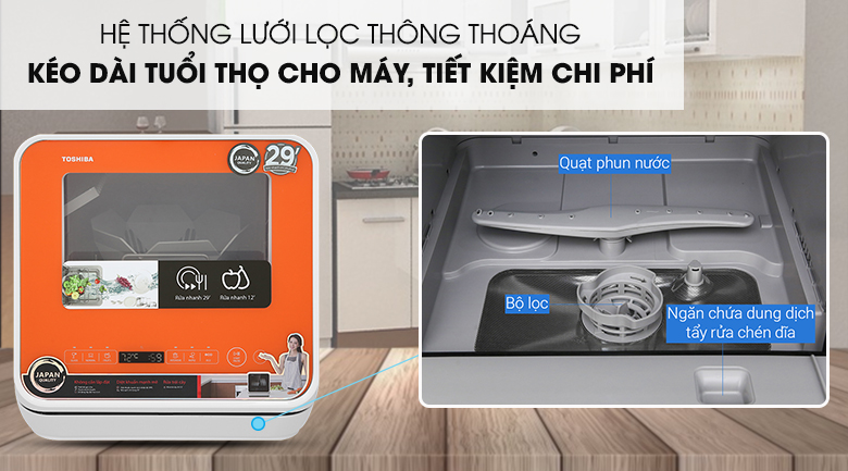 Máy rửa chén mini Toshiba DWS-22AVN D 730W