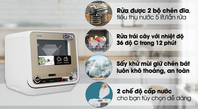 Máy rửa chén mini Toshiba DWS-22AVN N 730W