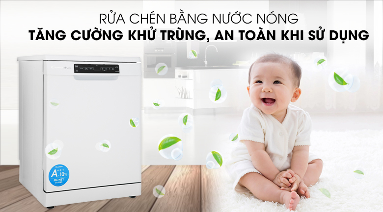 Công nghệ nước nóng - Máy rửa chén dạng thùng Candy CDPN 4D620PW 2150W