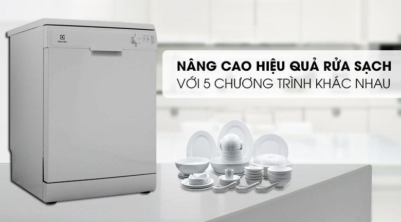 Tiện lợi với 5 chương trình hoạt động, có rửa tiết kiệm nước và chế độ rửa nhanh