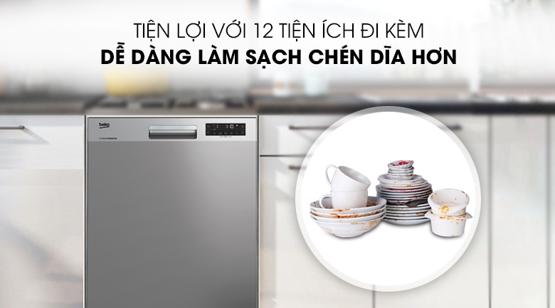 Máy rửa bát độc lập có sấy Beko DFN28422X