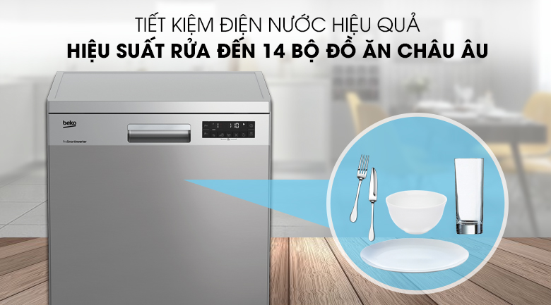 Máy rửa bát độc lập có sấy Beko DFN28422X