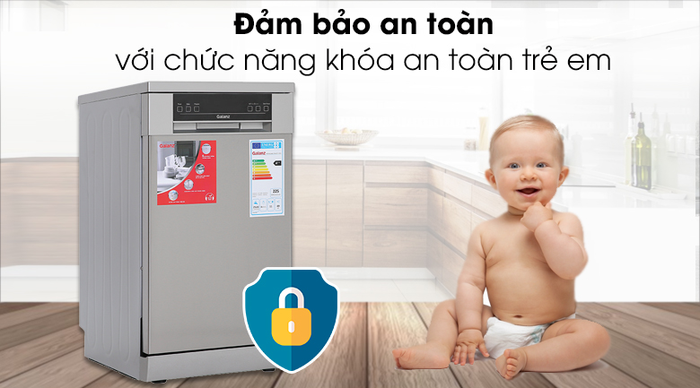 Máy rửa chén Galanz W45A3A401M-0E1 1850W - Khóa an toàn trẻ em