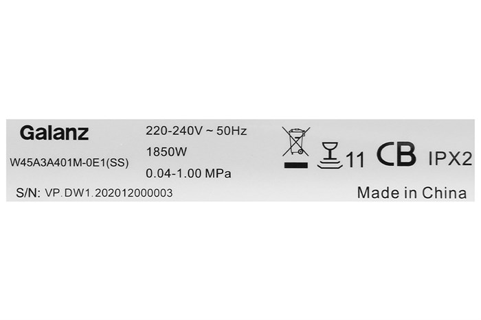 Máy rửa chén độc lập Galanz W45A3A401M-0E1 Màu Bạc Inox