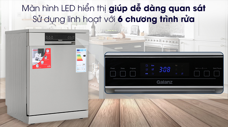 Máy rửa chén độc lập Có Sấy Galanz W60B1A401M-AE5(SS) - 6 chương trình rửa