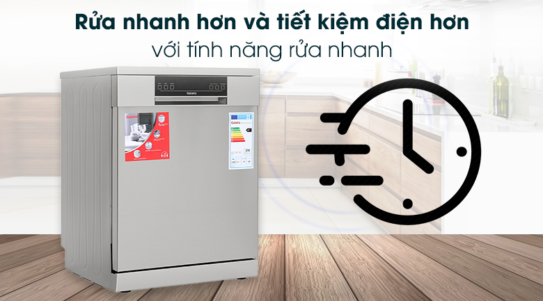 Máy rửa chén độc lập Có Sấy Galanz W60B1A401M-AE5(SS) - Tính năng rửa nhanh