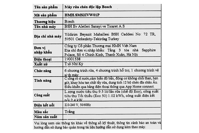 Máy rửa bát độc lập Bosch SMS2IVW01P Màu Trắng