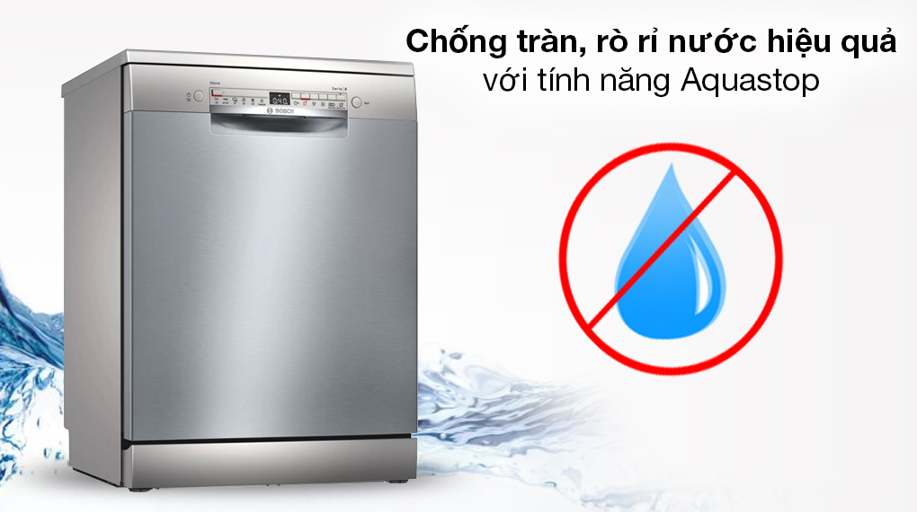 Máy rửa chén độc lập Bosch SMS2HAI12E - Chống tràn toàn diện với tính năng Aquastop