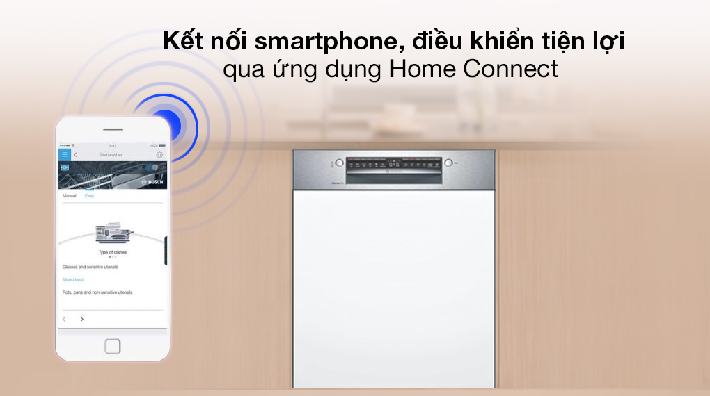 Home Connect - Máy rửa chén bán âm Bosch SMI4HCS48E