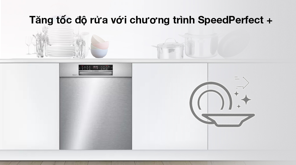 Rửa nhanh - Máy rửa chén bán âm Bosch HMH.SMU6ECS57E 