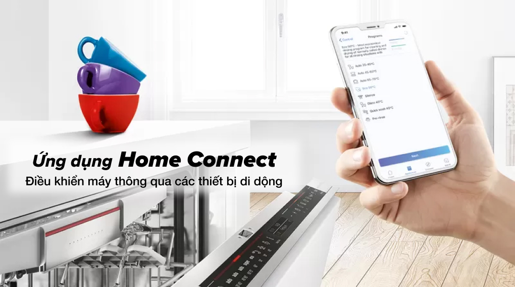 Máy rửa chén âm toàn phần Bosch SMV4HCX48E - Ứng dụng Home Connect