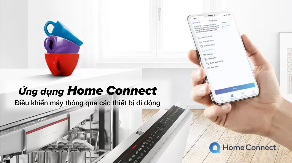 Máy rửa chén âm toàn phần Bosch SMV6ZCX42E - ứng dụng Home Connect