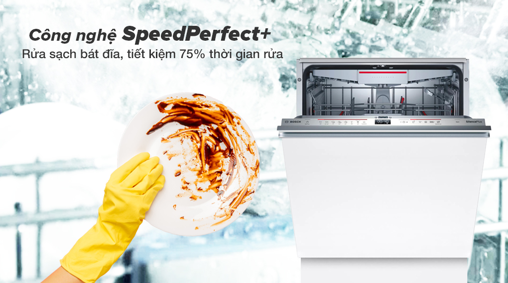 Máy rửa chén âm toàn phần Bosch SMV6ZCX42E - công nghệ SpeedPerfect+