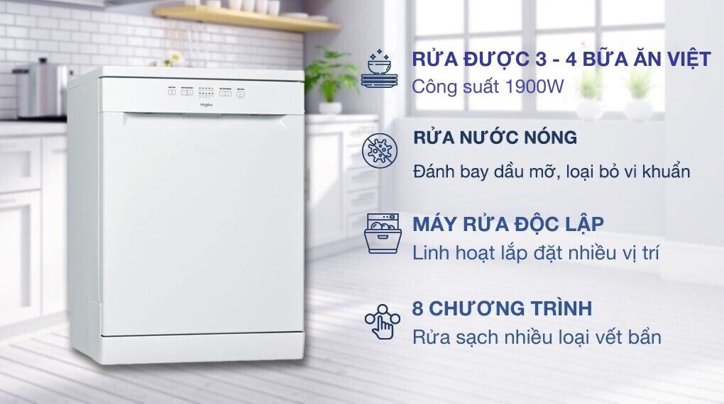 Máy rửa chén độc lập Whirlpool WFC 3C26P