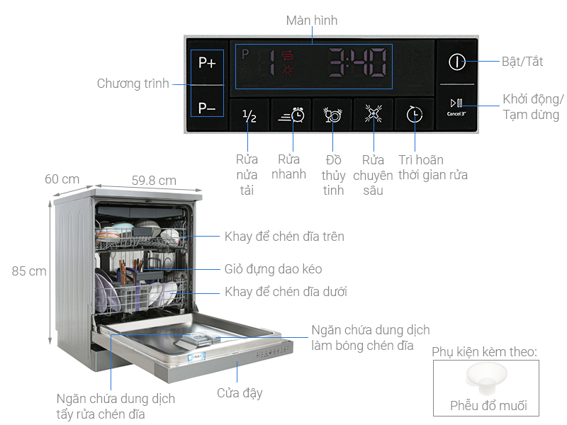 Máy rửa bát độc lập Beko DFN28424X