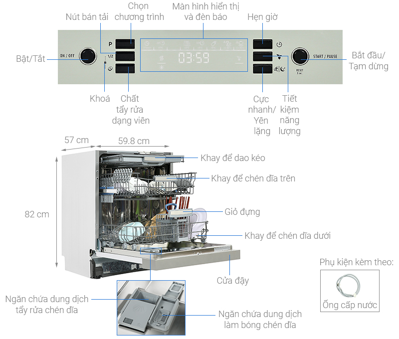 Máy Rửa Chén Âm Bán Phần HDW-HI60C Hafele 533.23.120