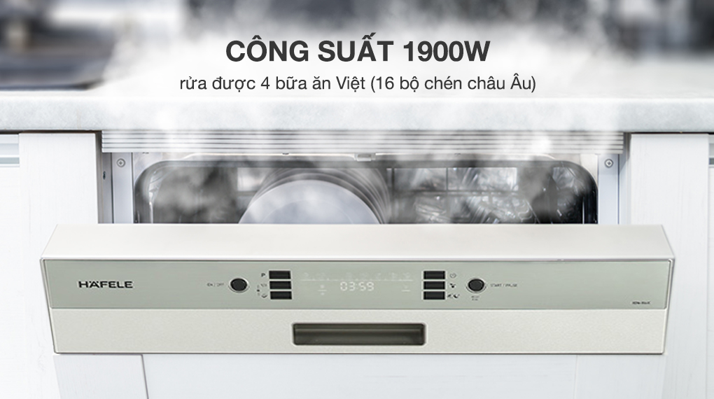 Máy rửa chén bán âm Hafele sở hữu công suất 1900W mạnh mẽ Máy rửa chén bán âm Hafele sở hữu công suất 1900W mạnh mẽ