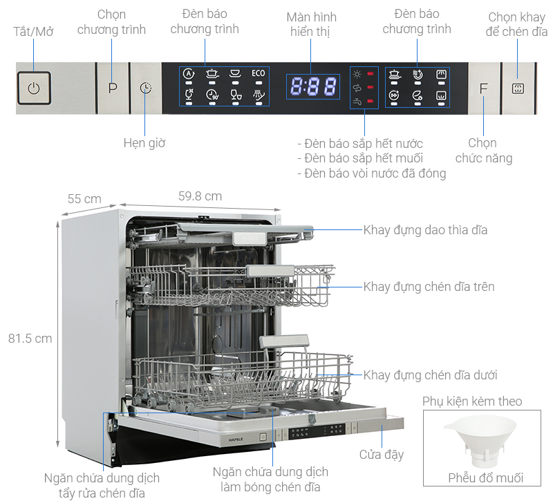 Máy rửa chén âm tủ Hafele HDW-FI60AB (538.21.330)