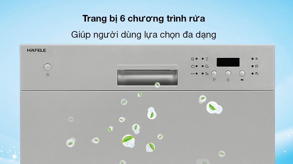 Máy rửa chén mini Hafele HDW-T50A - Trang bị 6 chương trình rửa giúp người dùng thêm nhiều sự lựa chọn 
