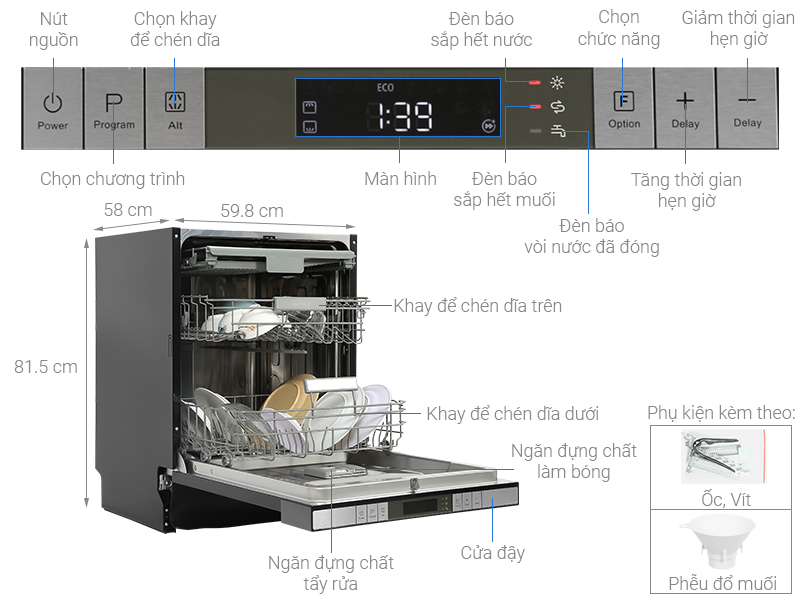 Máy rửa bát bán âm Hafele HDW-SI60AB (538.21.320)