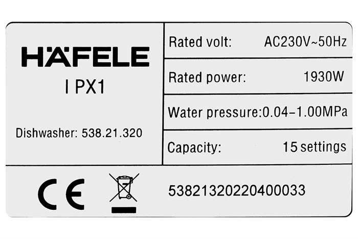 Máy rửa chén bán âm Hafele HDW-SI60AB (538.21.320) Màu Đen
