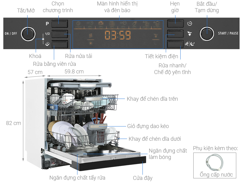 Máy rửa bát bán âm Hafele HDW-HI60B (533.23.210)