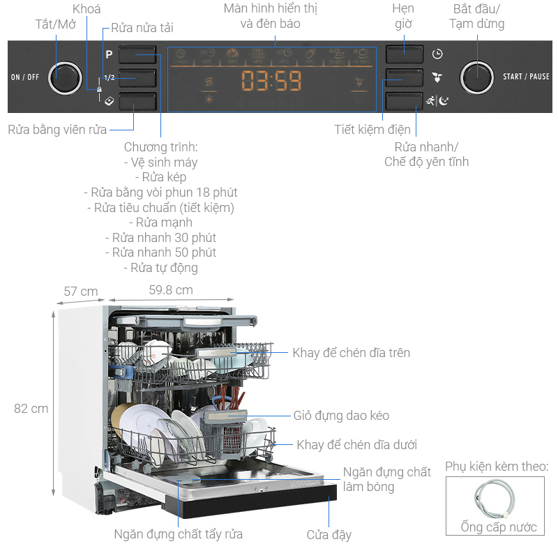 Máy rửa chén bán âm Hafele HDW-HI60B (533.23.210)