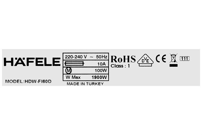 Máy rửa bát âm tủ Hafele HDW-FI60D (533.23.320) Màu Xám