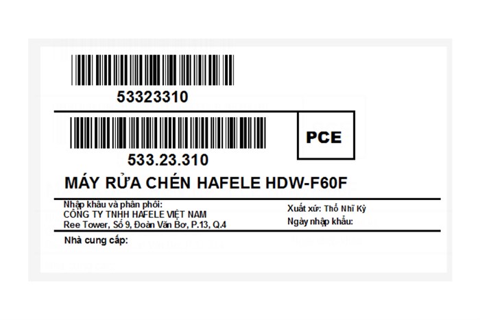 Máy rửa chén độc lập Hafele HDW-F60F (533.23.310) Màu Đen