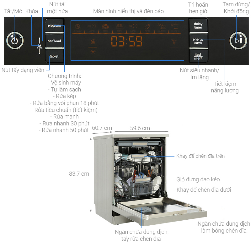 Máy rửa chén độc lập Hafele HDW F60C (533.23.200)