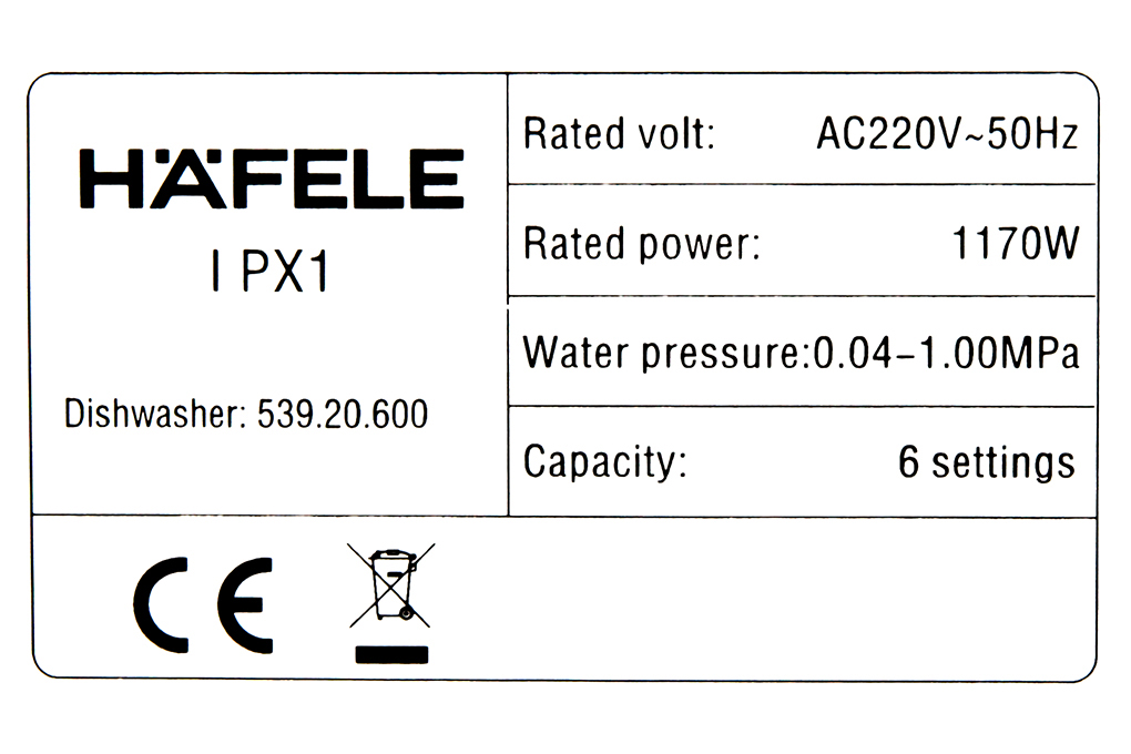 Máy rửa chén mini Hafele HDW-T50B (539.20.600) Màu Trắng - Bạc