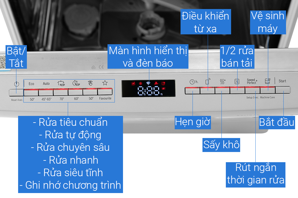Máy rửa chén độc lập Bosch SMS6ZCI08E Màu Bạc Inox