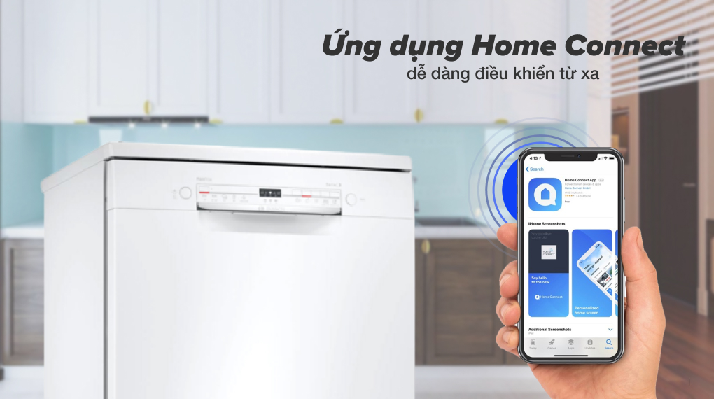 Máy rửa chén Bosch SMS2ITW04E TGB - Điều khiển bằng điện thoại thông ứng dụng Home Connect